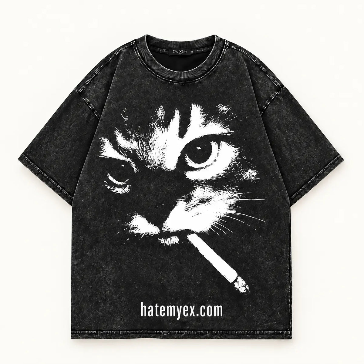 HATEMYEX Smoking Cat T-Shirt – Vorderansicht