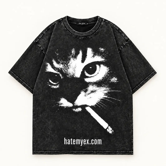HATEMYEX Smoking Cat T-Shirt – Vorderansicht