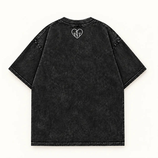 HATEMYEX Smoking Cat T-Shirt – Rückansicht mit weißem Broken-Heart-Nackenlogo